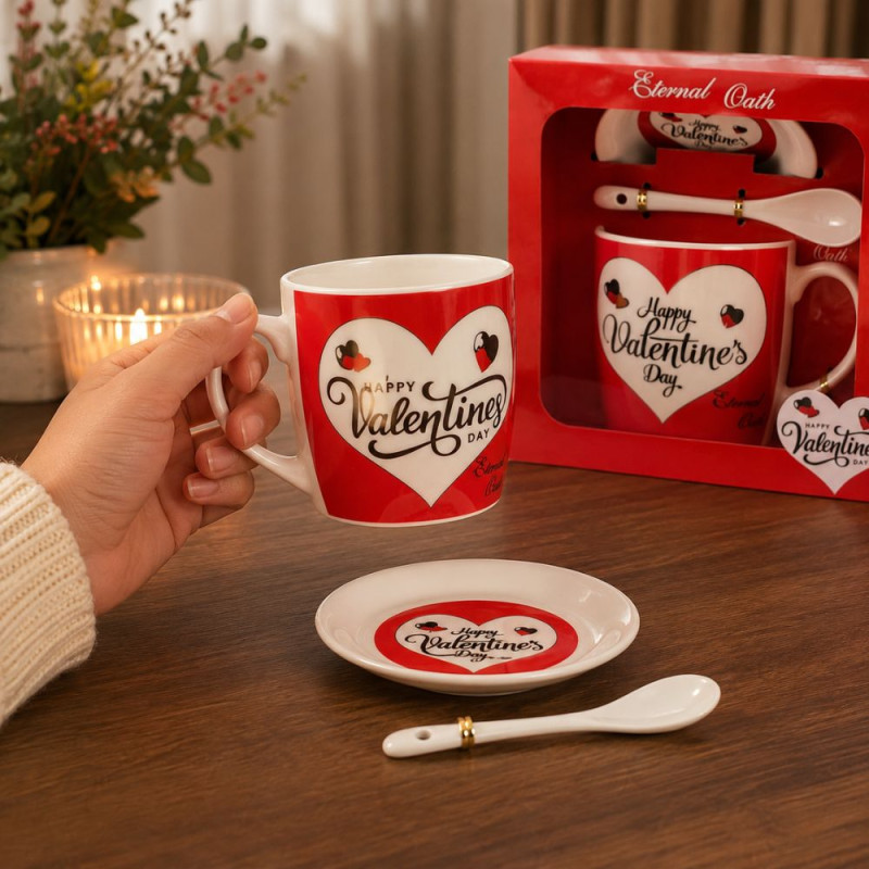 Romantic Valentine's Day Mug Set - Red