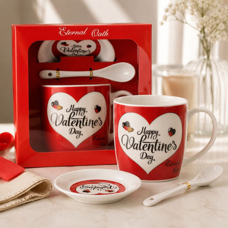 Romantic Valentine's Day Mug Set - Red