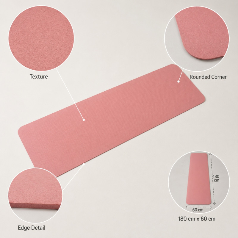Pink Yoga Mat – Pink (Compact)