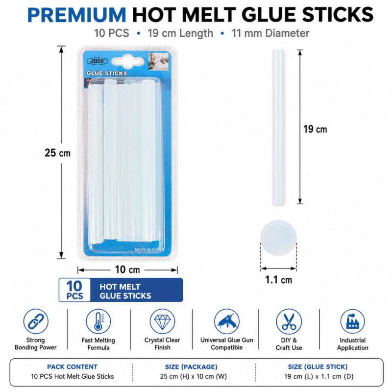 Polished Finish Glue Stick Designed for DIY Projects &amp; Professional Work – White (H-25, W-10, L-1.1 CM)