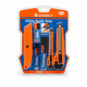 Sunset Glow Utility Knife Set Designed for Security &amp; Peace of Mind – Orange (H-18, W-16, L-14 CM)