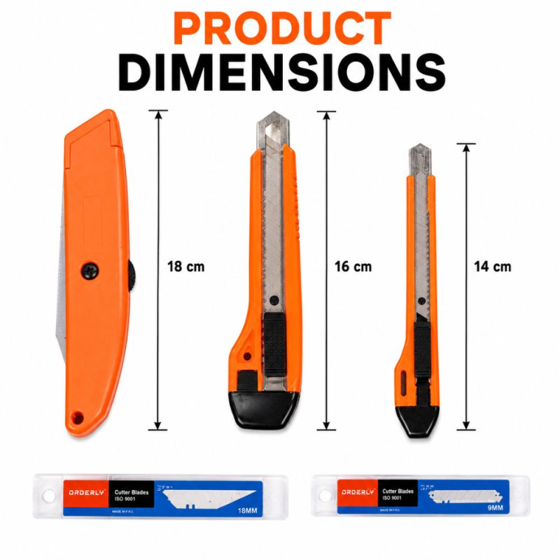Sunset Glow Utility Knife Set Designed for Security &amp; Peace of Mind – Orange (H-18, W-16, L-14 CM)