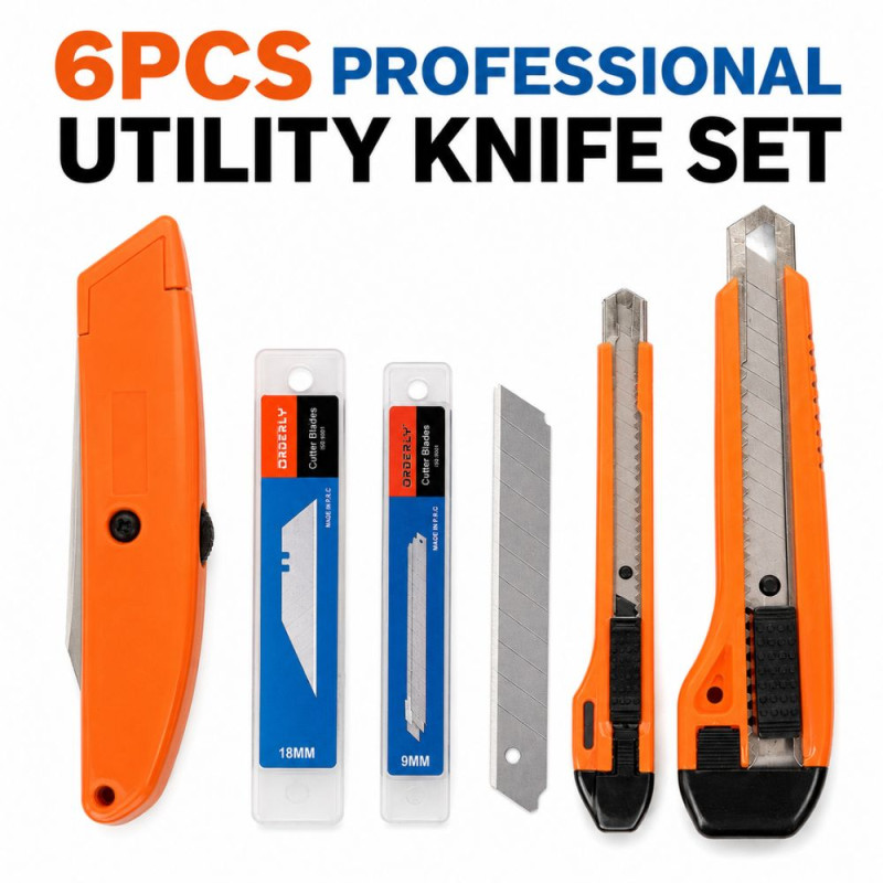 Sunset Glow Utility Knife Set Designed for Security &amp; Peace of Mind – Orange (H-18, W-16, L-14 CM)