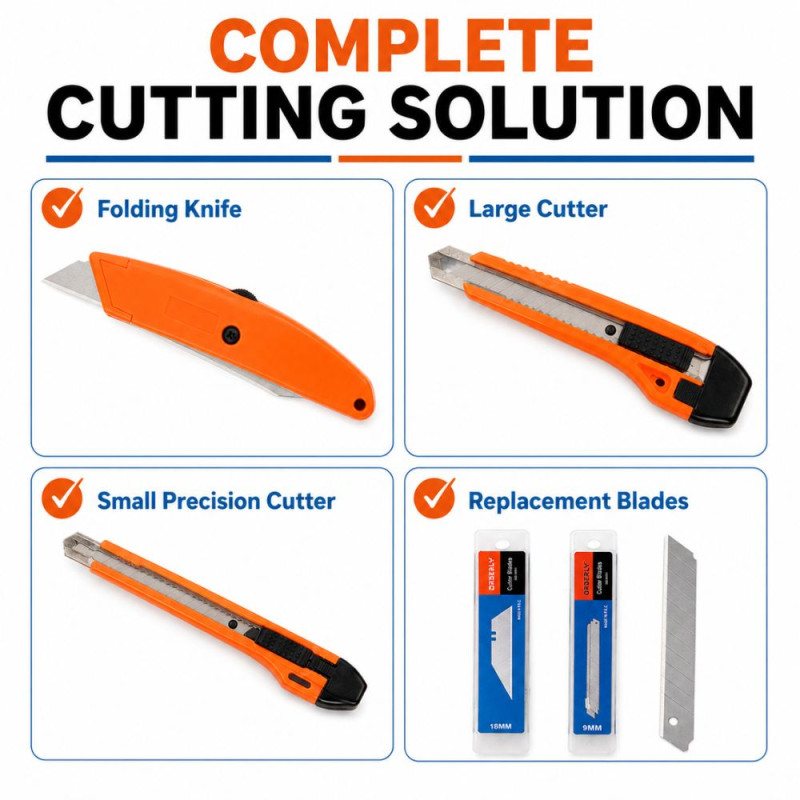 Sunset Glow Utility Knife Set Designed for Security &amp; Peace of Mind – Orange (H-18, W-16, L-14 CM)