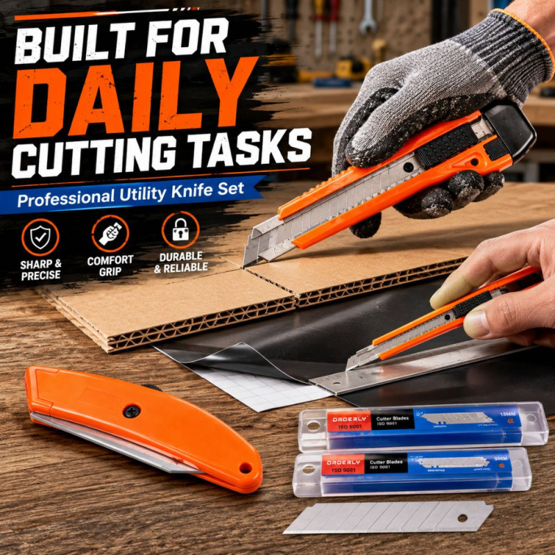 Sunset Glow Utility Knife Set Designed for Security &amp; Peace of Mind – Orange (H-18, W-16, L-14 CM)