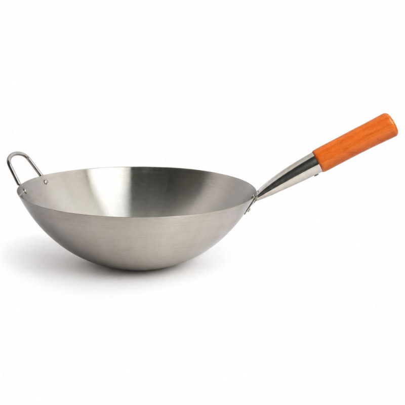 Steel-Pan Wok with Orange Handle