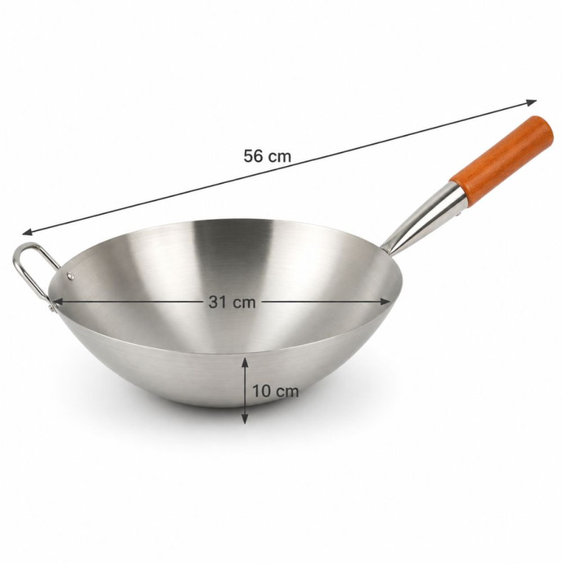 Steel-Pan Wok with Orange Handle