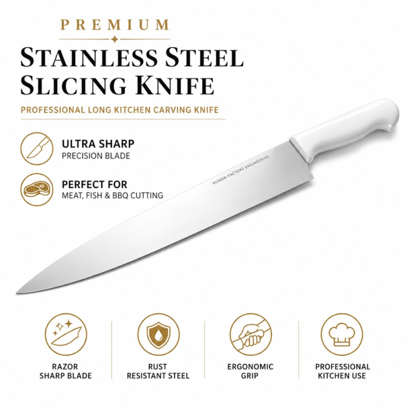 Professional Kitchen Knife Set – Silver.white Sharp Blades (5x47.5cm)