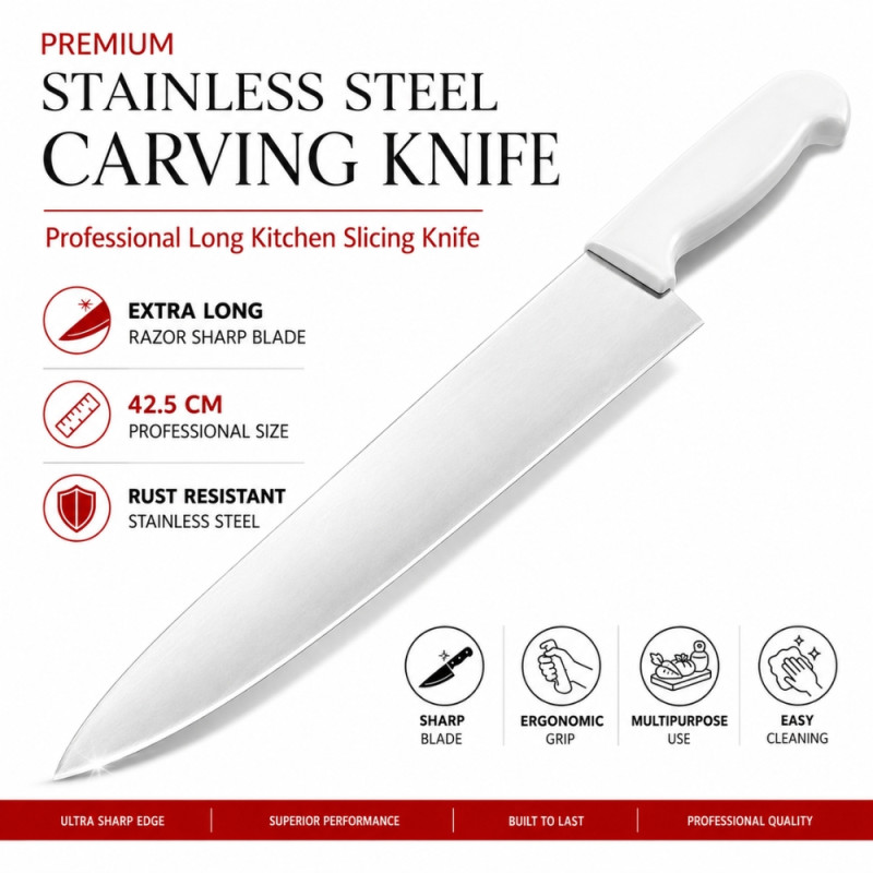 Professional Kitchen Knife Set – Silver Sharp Blades (5x42.5cm)