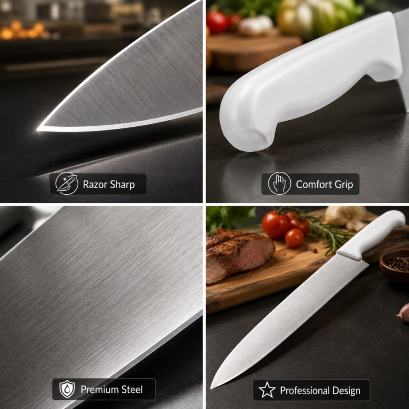 Professional Kitchen Knife Set – Silver Sharp Blades (5x42.5cm)
