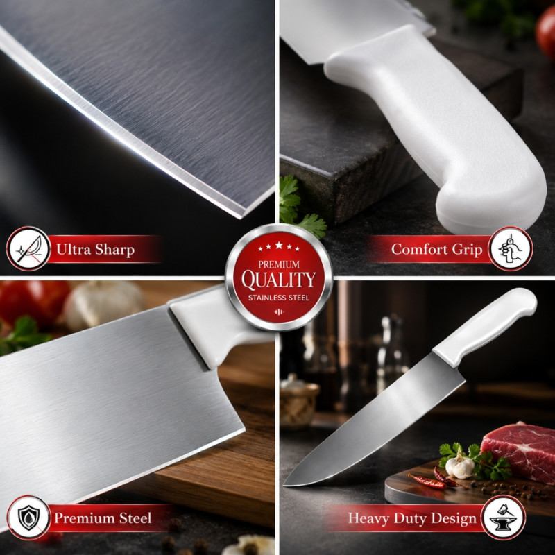 Premium Stainless Steel Kitchenware – Silver.white Durable Finish (5x34.5cm)
