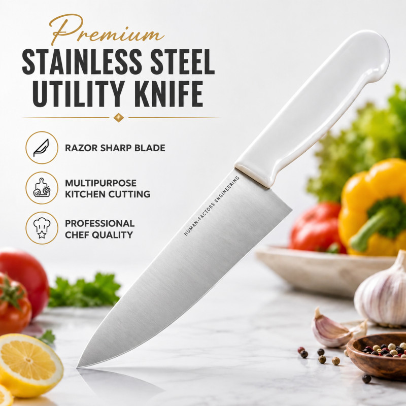 Professional Kitchen Knife Set – Silver.white Sharp Blades (27cm)