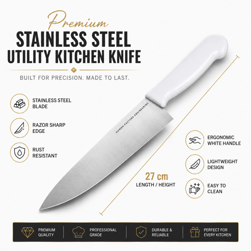 Professional Kitchen Knife Set – Silver.white Sharp Blades (27cm)