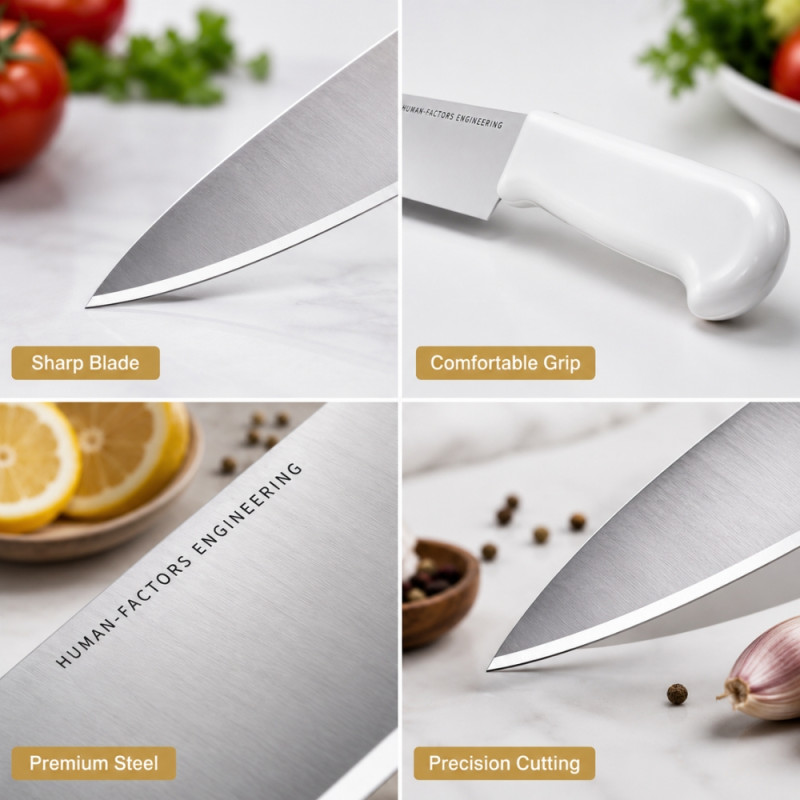 Professional Kitchen Knife Set – Silver.white Sharp Blades (27cm)