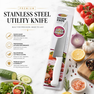 Professional Kitchen Knife Set – Silver.white Sharp Blades (3.8x29cm)