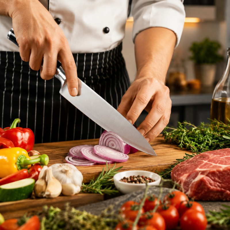 Professional Kitchen Knife Set – silver .black Sharp Blades (4x31cm)