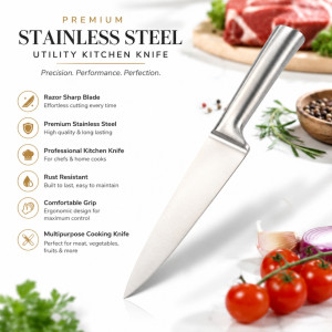 Professional Kitchen Knife Set – Silver Sharp Blades (4.5x32cm)