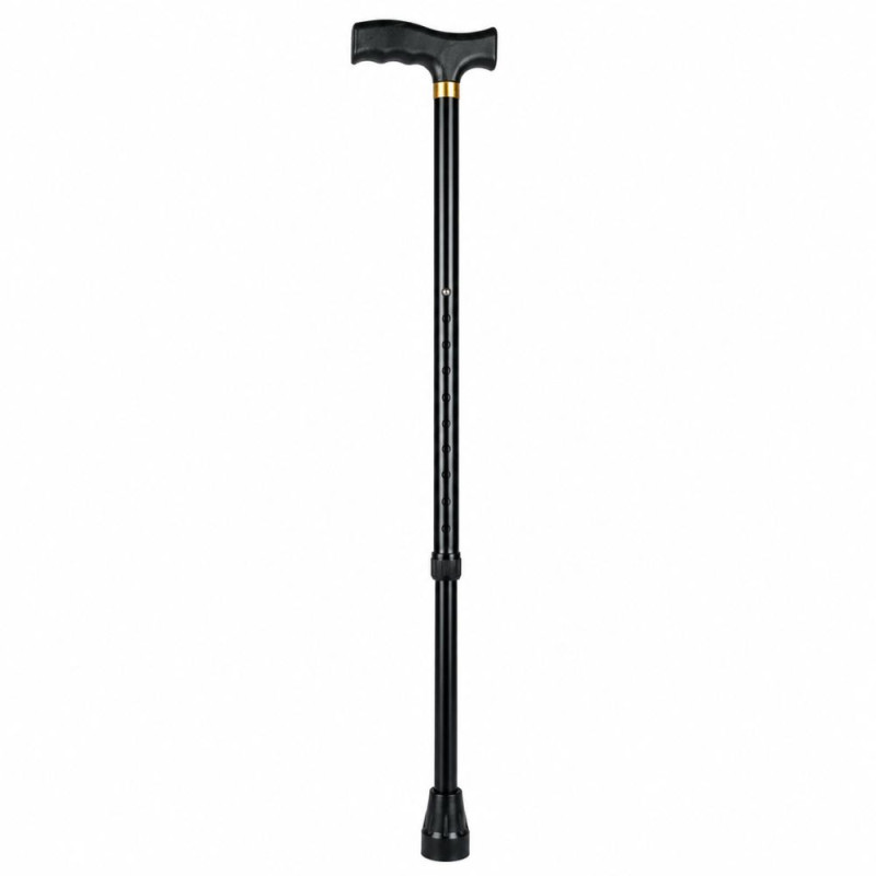 Professional Adjustable Aluminum Alloy Walking Stick – Black T-Handle (96cm)