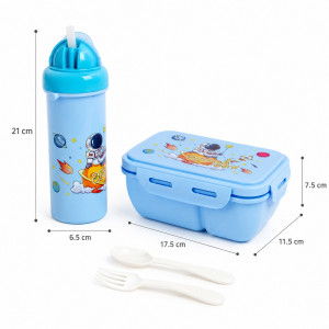 Space-Themed Lunch Box Set – Blue (17.5x11.5x7.5cm)