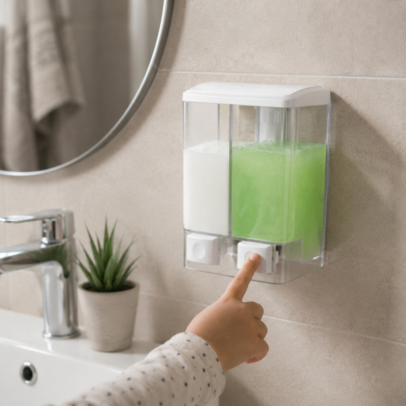 Wall-Mounted Plastic Soap & Shampoo Dispenser - 1000ml
