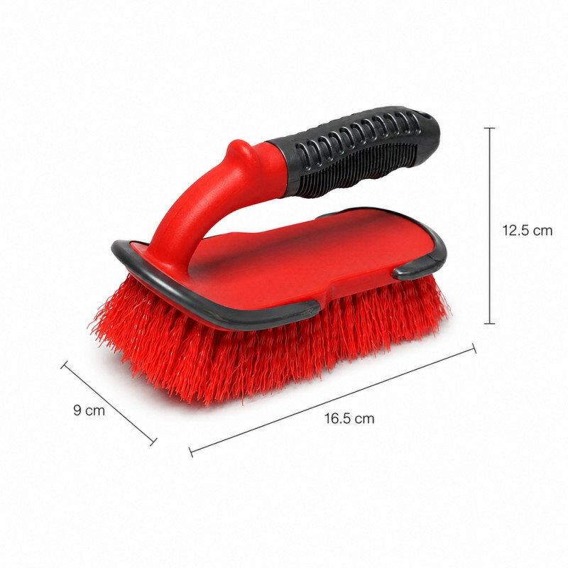 Rose Red Tire &amp; Carpet Scrub Brush Designed for Home &amp; Professional Cleaning – Red (H-9, W-16.5, L-12.5 CM)