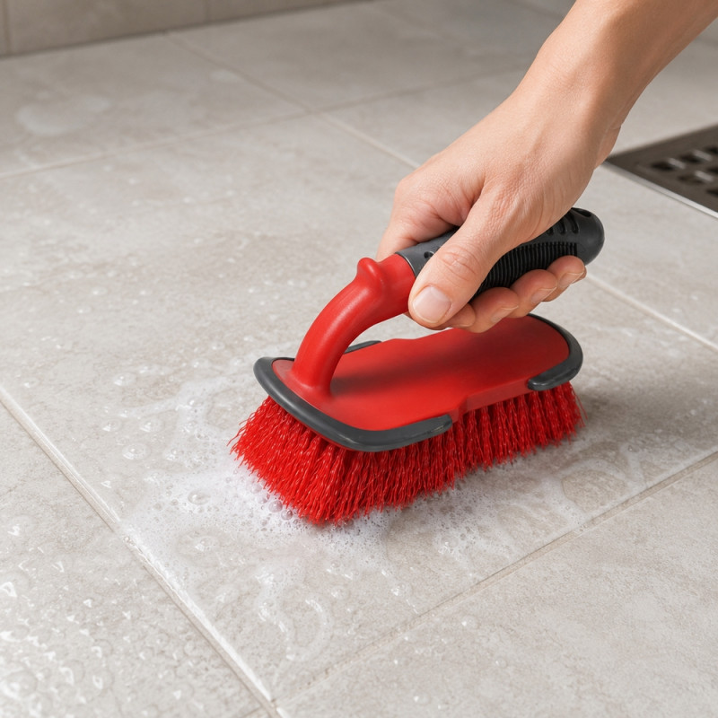 Rose Red Tire &amp; Carpet Scrub Brush Designed for Home &amp; Professional Cleaning – Red (H-9, W-16.5, L-12.5 CM)