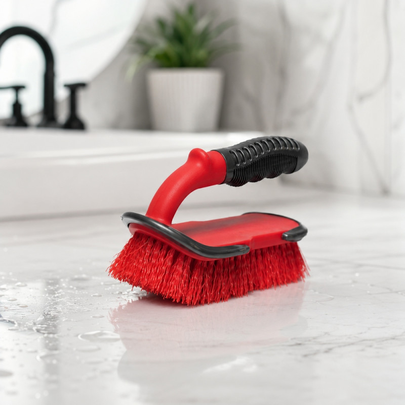 Rose Red Tire &amp; Carpet Scrub Brush Designed for Home &amp; Professional Cleaning – Red (H-9, W-16.5, L-12.5 CM)