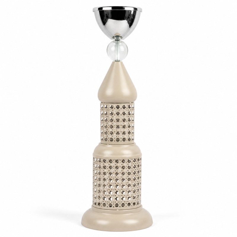 Professional Tall Perforated Steel Incense Burner (Mubkhar) – Cream (50cm)