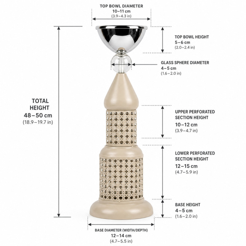 Professional Tall Perforated Steel Incense Burner (Mubkhar) – Cream (50cm)