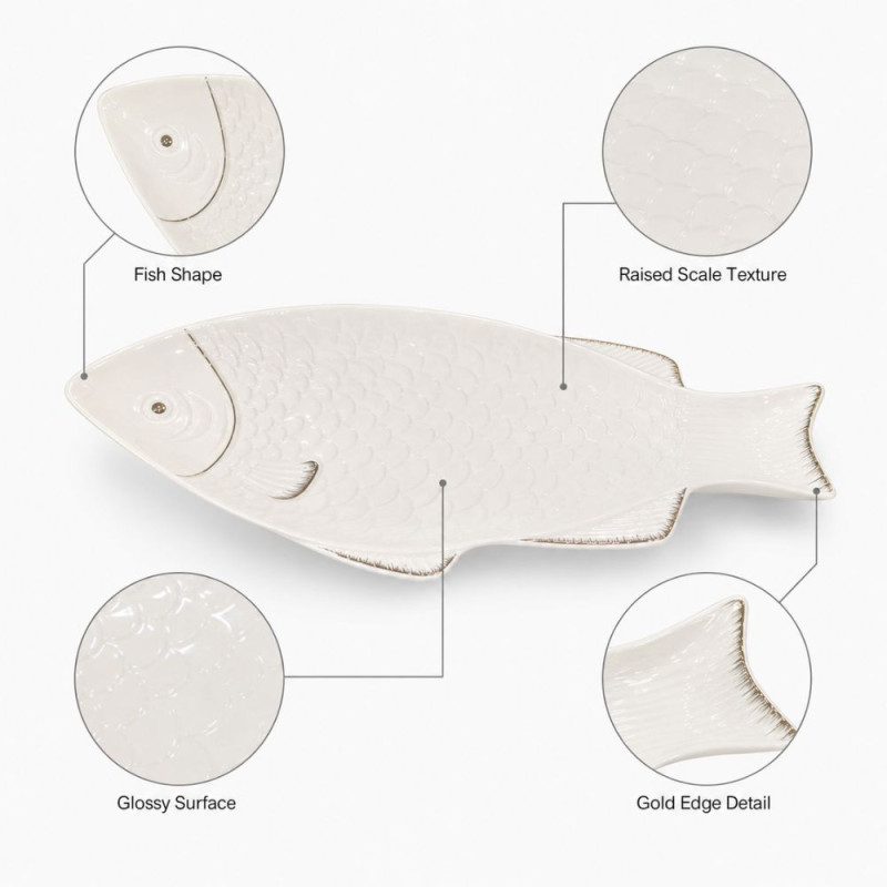 Elegant Fish-Shaped Serving Platter - White