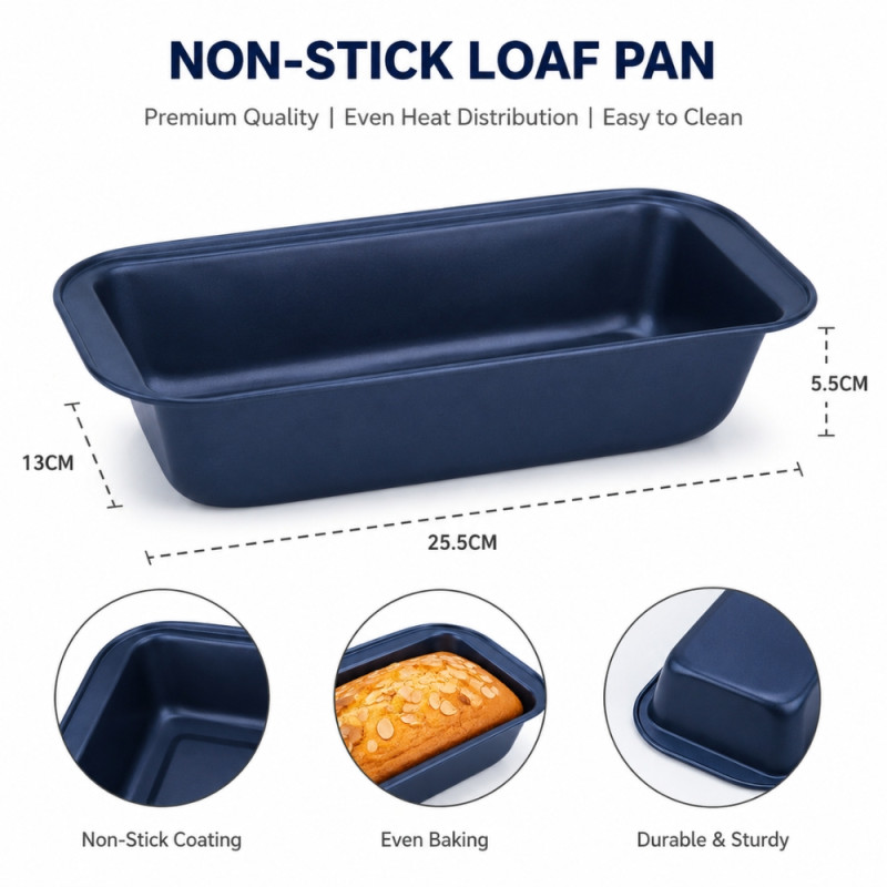 Aspirational blue non-stick loaf baking pan – Dark Blue (13 x 25.5 x 5.5cm)