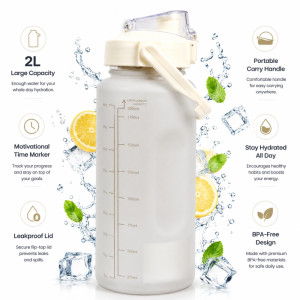 Essential motivational water bottle designed to help users track their daily hydration goals – Whoit & Light Gray (19.5 x 7cm) Essential motivational water bottle designed to help users track their daily hydration goals – Whoit & Light Gray (19.5 x 7cm)