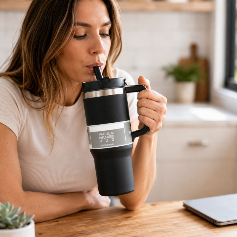 Car Mounted Cup 900ml – Black (Silver)