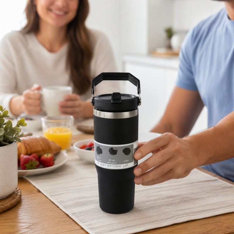 Car Mounted Cup 900ml – Black (Silver)