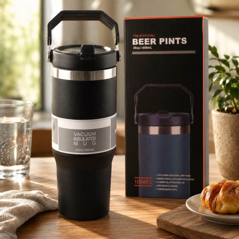 Car Mounted Cup 900ml – Black (Silver)