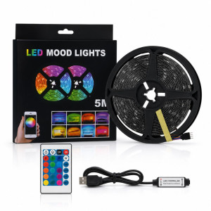 Smart RGB LED Strip Light Kit – 24-Key Remote & USB Power – Multicolor (5M)