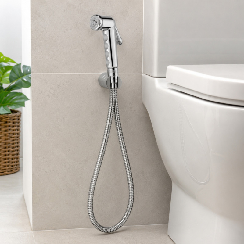Platinum Touch Bidet Sprayer Set Designed for Daily Self-Care &amp; Relaxation – Silver (L-120cm)