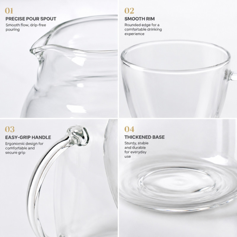 Foundational glass teapot and cup, featuring heat-resistant borosilicate glass – Transparent (19.5 x 7cm)