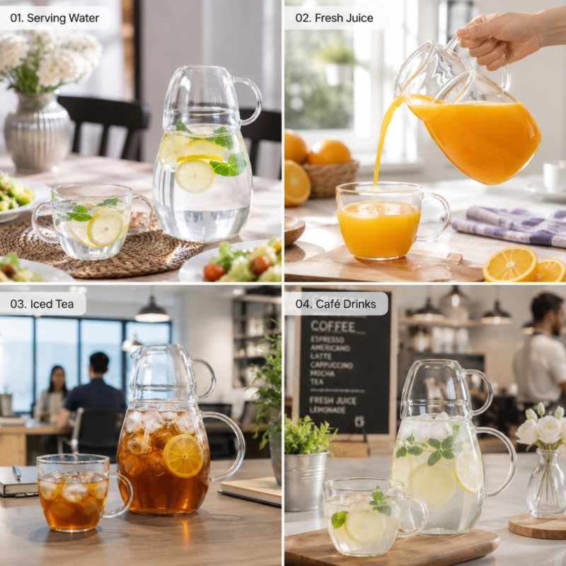 Foundational glass teapot and cup, featuring heat-resistant borosilicate glass – Transparent (19.5 x 7cm)