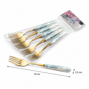 Marbled Handle Blue Fork Set
