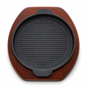 Nostalgic durable 26cm round cast iron sizzling plate – Wooden & Black (23.5X26Cm) Nostalgic durable 26cm round cast iron sizzling plate – Wooden & Black (23.5X26Cm)