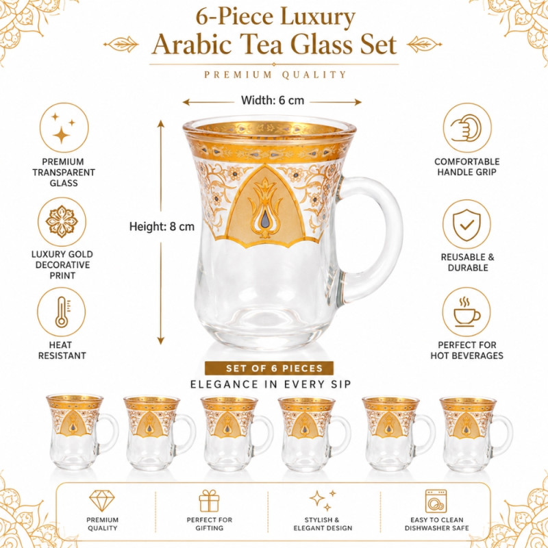Elegant Ceramic Mug/Cup Set – Transparent Premium Finish (6PCS)