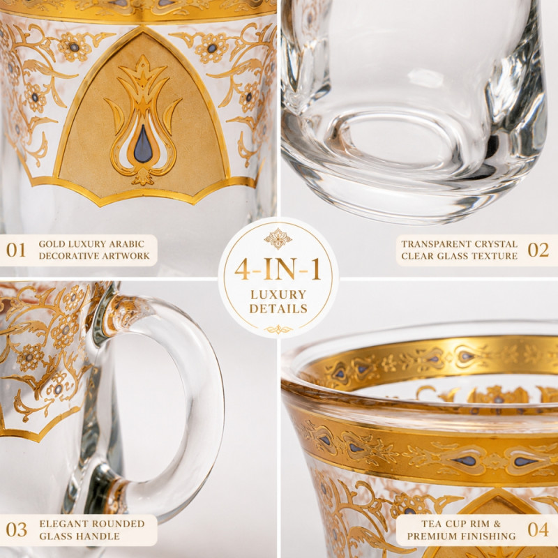 Elegant Ceramic Mug/Cup Set – Transparent Premium Finish (6PCS)