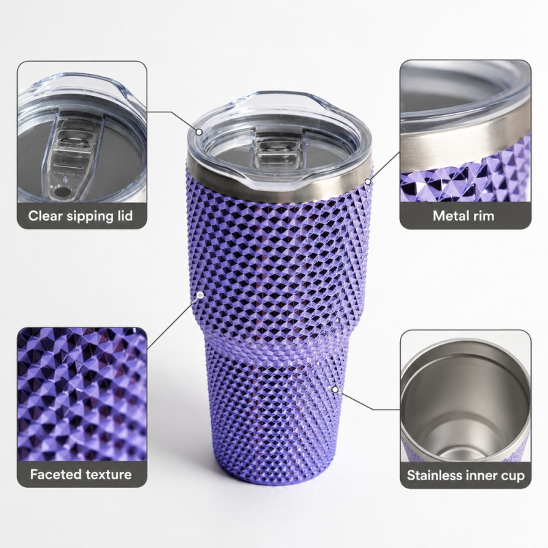 Insulated Thermal Purple Travel Mug