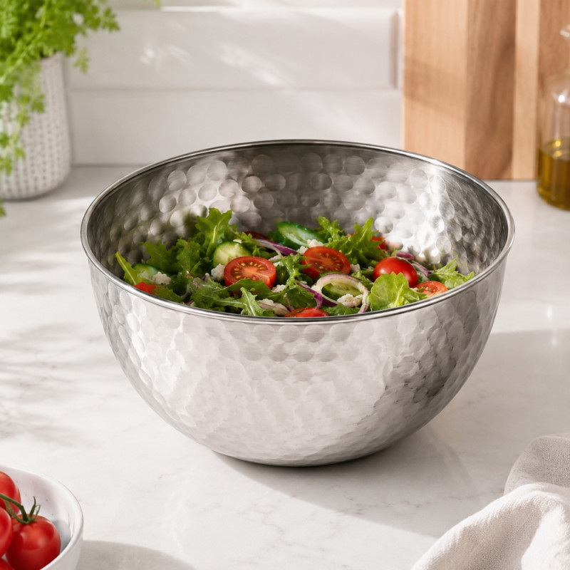 24cm Stainless Steel Salad Bowl – Silver (25.5x14)