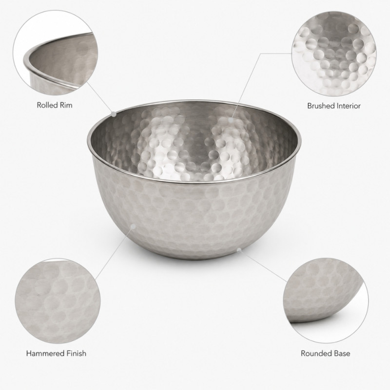 24cm Stainless Steel Salad Bowl – Silver (25.5x14)
