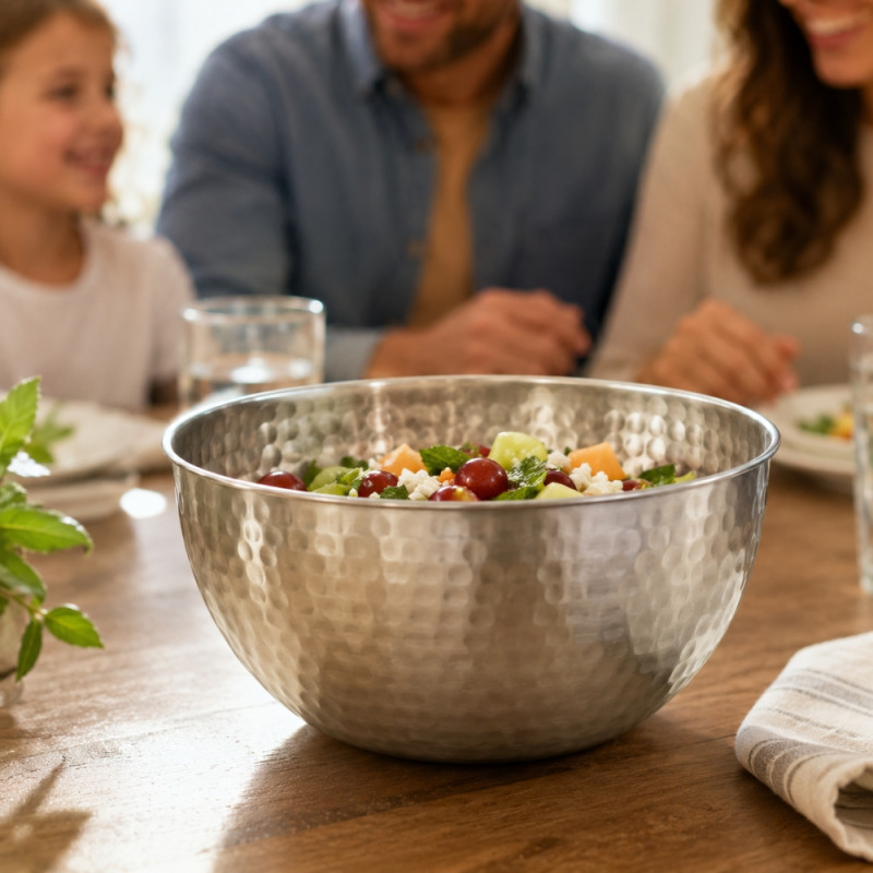 24cm Stainless Steel Salad Bowl – Silver (25.5x14)