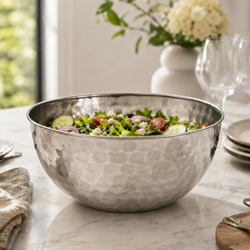 24cm Stainless Steel Salad Bowl – Silver (25.5x14)
