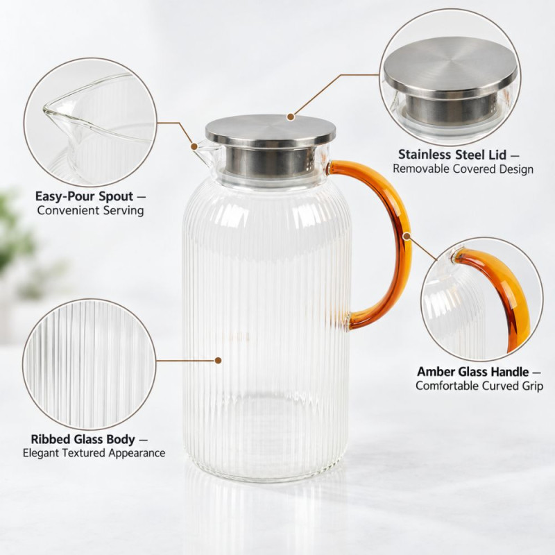 Glass Pitcher with Handle
