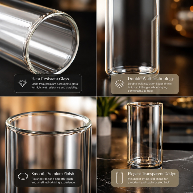 Crystal Clear Glass Tumbler Set – Transparent Premium Quality (13x6.5cm)